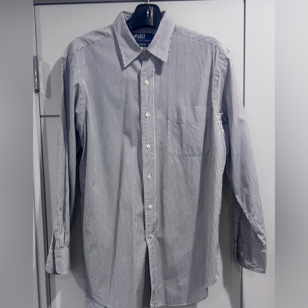 Ralph Lauren Black and White Striped Dress Shirt